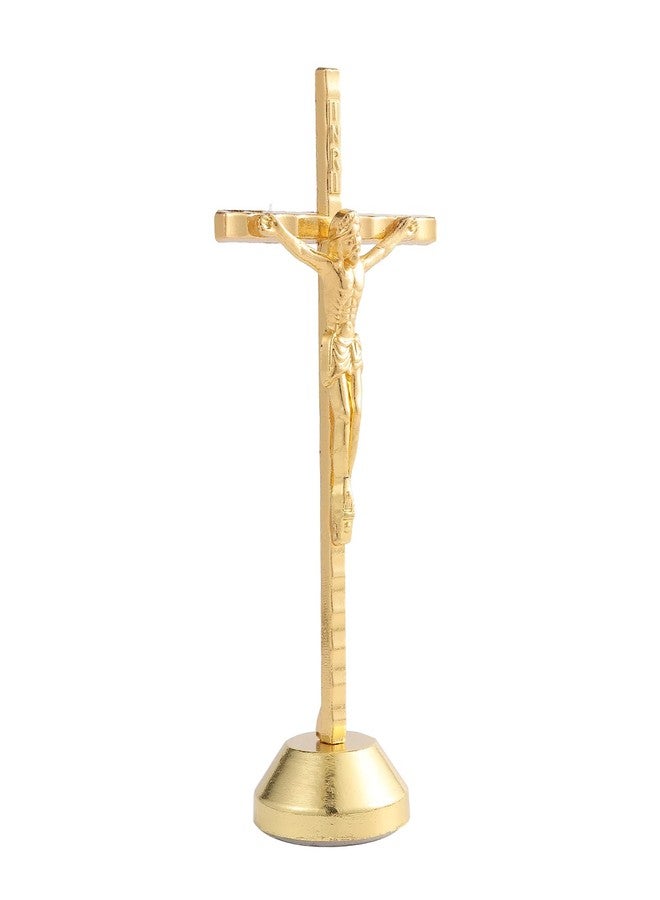 Imerance Crucifix Wall Cross Small Metal Slender Catholic Crosses Golden Cross Wall Décor(4.72inches - Golden) - Image 3